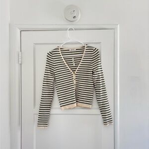 Madewell Striped V-Neck Button Cardigan